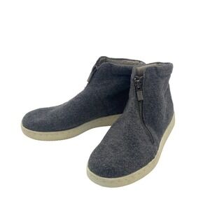 Eileen Fisher Womens Minimalist Cozy Felted Wool Zip Ankle Boots 6 Gray Casual
